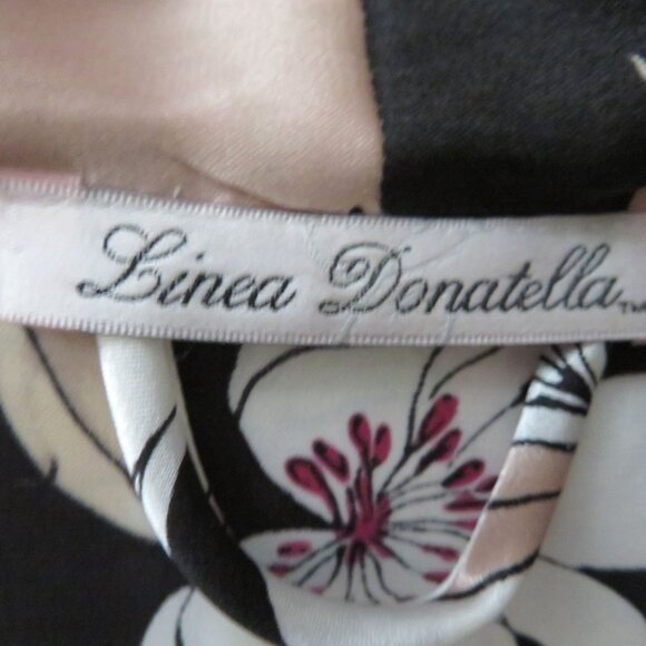 Linea Donatella Floral Chiffon Nightgown & Robe Set Lace Trim Black/Pink Medium - Picture 5 of 12